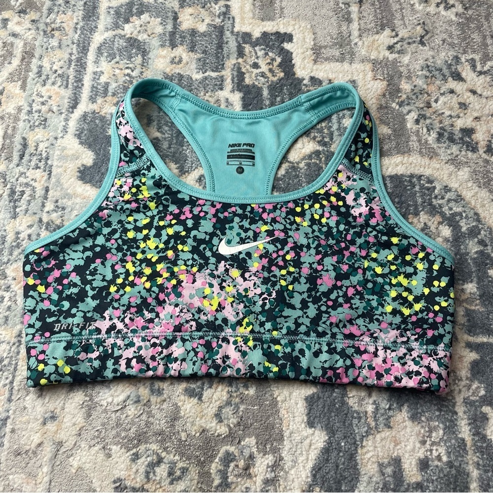Nike Women's Teal and Multicolor Sports Bra